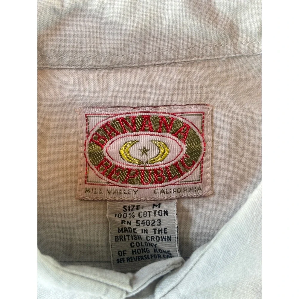 Banana Republic Vintage Safari Shirt Mens Medium Khaki Cotton Epaulets Mill